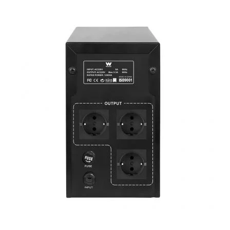 Woxter SAI Línea Interactiva UPS 1200 VA, 720W, 3 Salidas Schuko, Formato Torre, PE26-081